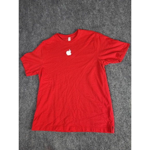 Apple T-Shirt Crew‎ Neck Short Sleeve Logo Graphic Tee Red Mens Size L Employee - Picture 1 of 10
